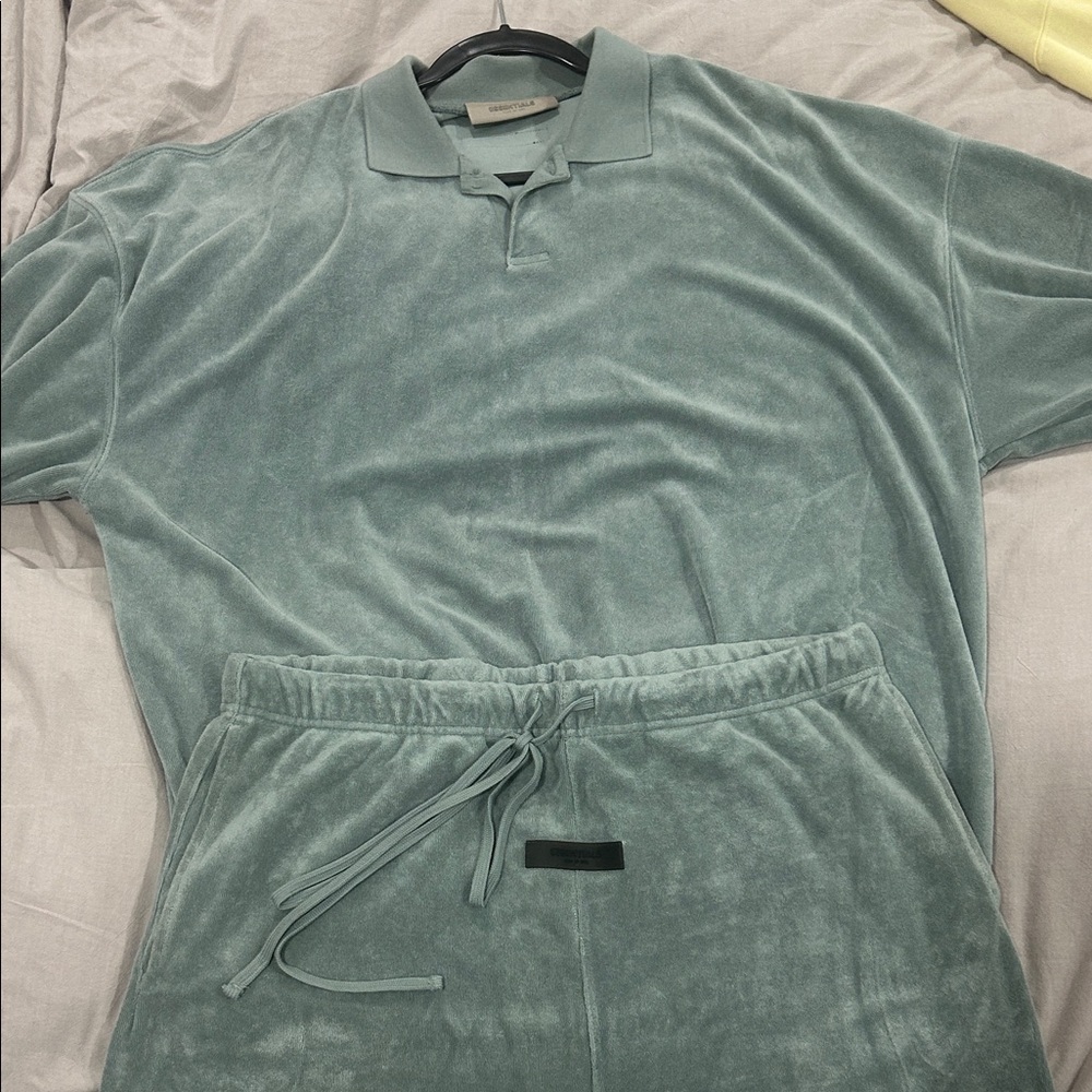Fear of God Velour Polo in Seafoam